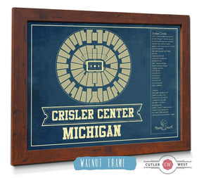 20" x 16" / Walnut Frame Cutler West Michigan Men's Women's Basketball - Crisler Center NCAA Vintage Print