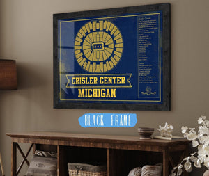 20" x 16" / Black Frame Cutler West Michigan Men's Women's Basketball Team Colors- Crisler Center NCAA Vintage Print