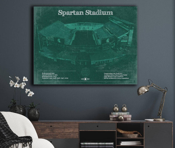 Cutler West Michigan State Spartans - Spartan Stadium Vintage Football Team Art