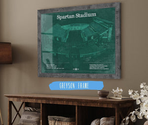 14" x 11" / Greyson Frame Cutler West Michigan State Spartans - Spartan Stadium Vintage Football Team Art