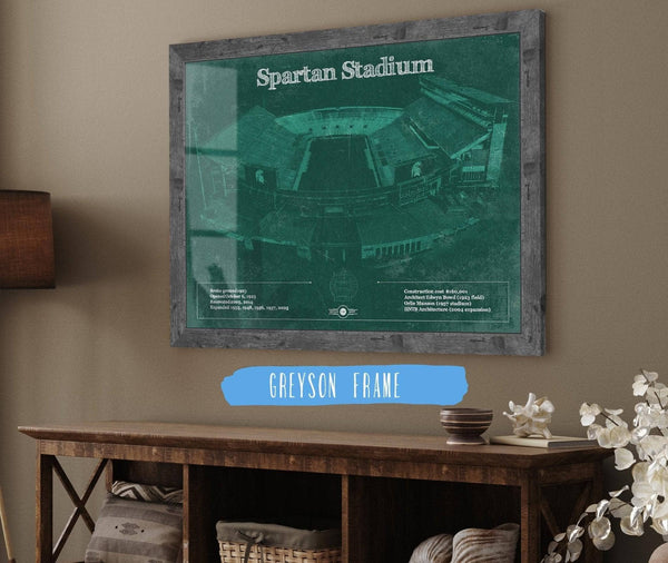 14" x 11" / Greyson Frame Cutler West Michigan State Spartans - Spartan Stadium Vintage Football Team Art
