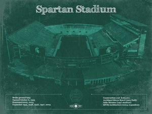 14" x 11" / Unframed Cutler West Michigan State Spartans - Spartan Stadium Vintage Football Team Art