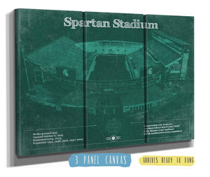 36" x 24" / 3 Panel Canvas Wrap Cutler West Michigan State Spartans - Spartan Stadium Vintage Football Team Art