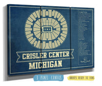 Cutler West Basketball Collection 48" x 32" / 3 Panel Canvas Wrap Michigan Men's Women's Basketball - Crisler Center NCAA Vintage Print 93335023684136
