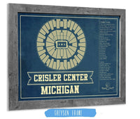 Cutler West Basketball Collection 14" x 11" / Greyson Frame Michigan Men's Women's Basketball - Crisler Center NCAA Vintage Print 93335023684093