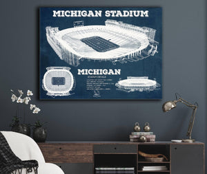 Cutler West Michigan Wolverines Art - Michigan Stadium Vintage Stadium Blueprint Art Print