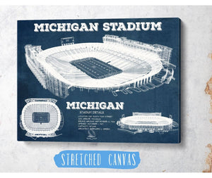 Cutler West Michigan Wolverines Art - Michigan Stadium Vintage Stadium Blueprint Art Print