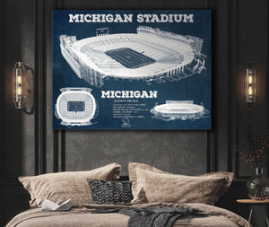 Cutler West Michigan Wolverines Art - Michigan Stadium Vintage Stadium Blueprint Art Print