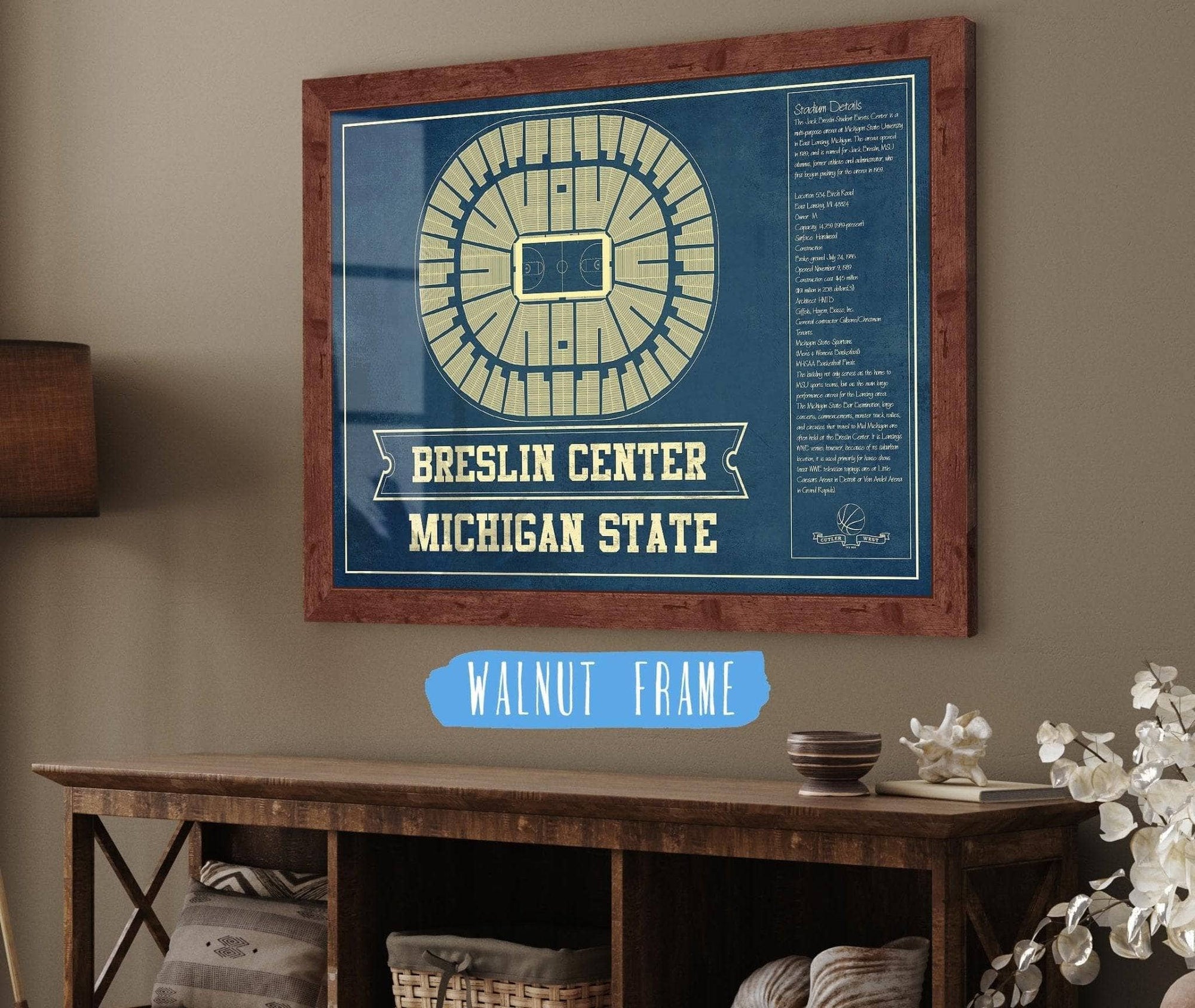 Cutler West Basketball Collection Breslin Student Events Center - Michigan State Spartans NCAA College Basketball Blueprint Art