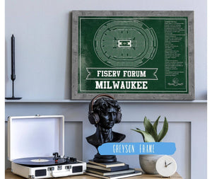 Cutler West Milwaukee Bucks Fiserv Forum Vintage Basketball Blueprint NBA Print