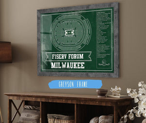 Cutler West Milwaukee Bucks Fiserv Forum Vintage Basketball Blueprint NBA Print