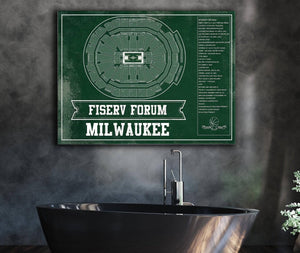 Cutler West Milwaukee Bucks Fiserv Forum Vintage Basketball Blueprint NBA Print