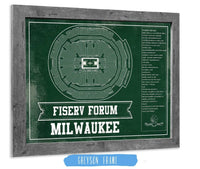 Cutler West Basketball Collection 14" x 11" / Greyson Frame Milwaukee Bucks Fiserv Forum Vintage Basketball Blueprint NBA Print 675082095-TEAM_76900