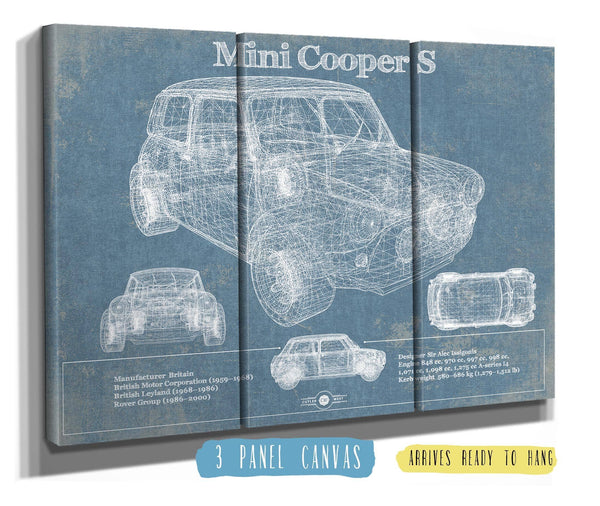 36" x 24" / 3 Panel Canvas Wrap Cutler West Mini Cooper Vintage Car Print