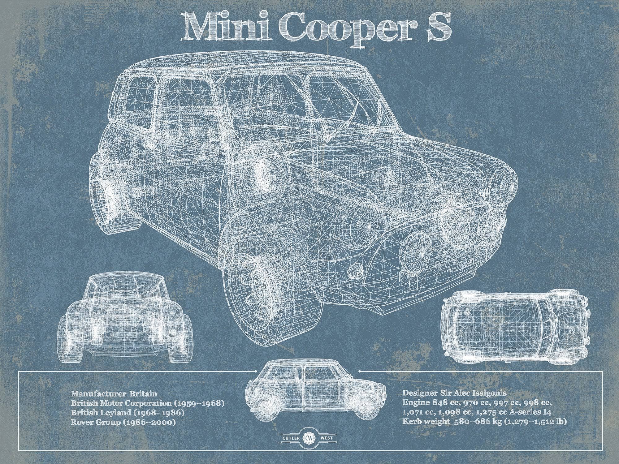Cutler West Mini Cooper Vintage Car Print