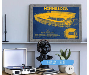 Cutler West Minnesota Gophers Vintage TCF Bank Stadium Blueprint Art Print