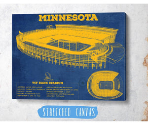 Cutler West Minnesota Gophers Vintage TCF Bank Stadium Blueprint Art Print