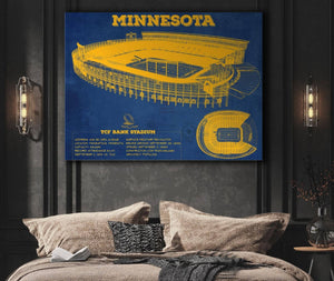 Cutler West Minnesota Gophers Vintage TCF Bank Stadium Blueprint Art Print