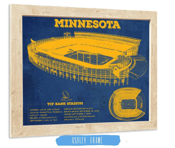 Cutler West Minnesota Gophers Vintage TCF Bank Stadium Blueprint Art Print