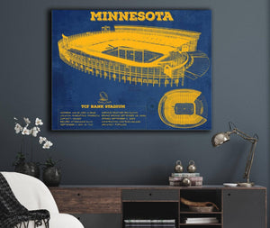 Cutler West Minnesota Gophers Vintage TCF Bank Stadium Blueprint Art Print