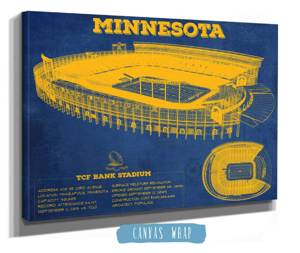 Cutler West Minnesota Gophers Vintage TCF Bank Stadium Blueprint Art Print
