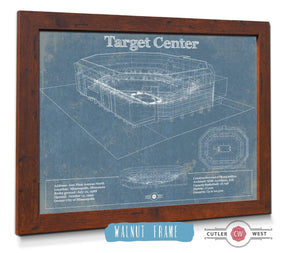 20" x 16" / Walnut Frame Cutler West Minnesota Timberwolves  - Vintage Target Center NBA Print