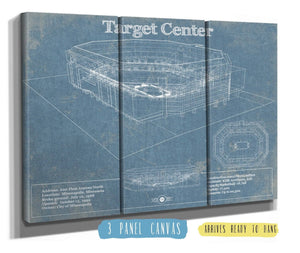 36" x 24" / 3 Panel Canvas Wrap Cutler West Minnesota Timberwolves  - Vintage Target Center NBA Print