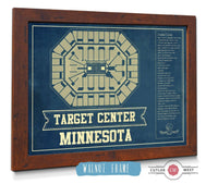 Cutler West 14" x 11" / Walnut Frame Minnesota Timberwolves Vintage Target Center Vintage Basketball Blueprint NBA Print 933350169-14"-x-11"76962