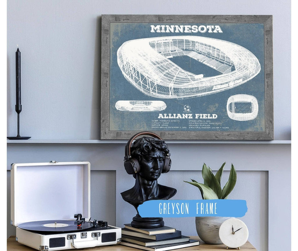 14" x 11" / Stretched Canvas Wrap Cutler West Minnesota United -  Vintage  Allianz Field MLS Soccer Print
