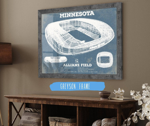 14" x 11" / Greyson Frame Cutler West Minnesota United -  Vintage  Allianz Field MLS Soccer Print