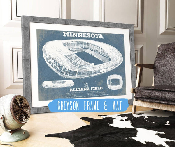 14" x 11" / Greyson Frame & Mat Cutler West Minnesota United -  Vintage  Allianz Field MLS Soccer Print