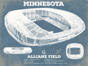 14" x 11" / Unframed Cutler West Minnesota United -  Vintage  Allianz Field MLS Soccer Print