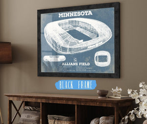 20" x 16" / Black Frame Cutler West Minnesota United -  Vintage  Allianz Field MLS Soccer Print
