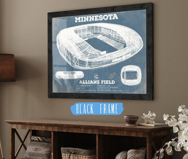 20" x 16" / Black Frame Cutler West Minnesota United -  Vintage  Allianz Field MLS Soccer Print