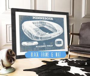 20" x 16" / Black Frame & Mat Cutler West Minnesota United -  Vintage  Allianz Field MLS Soccer Print