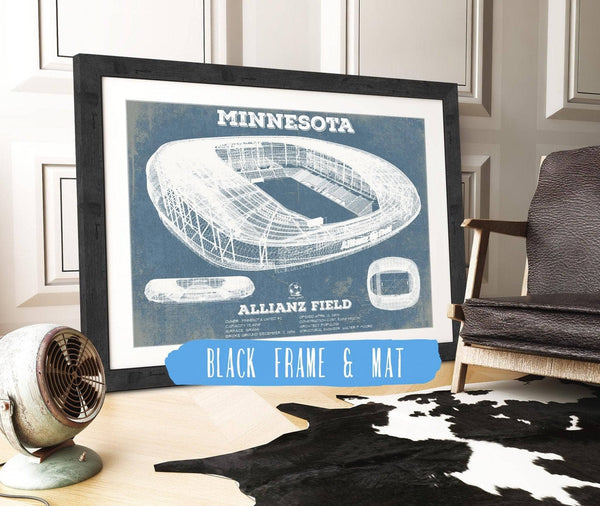 20" x 16" / Black Frame & Mat Cutler West Minnesota United -  Vintage  Allianz Field MLS Soccer Print