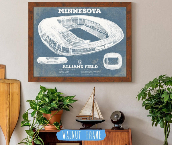 20" x 16" / Walnut Frame Cutler West Minnesota United -  Vintage  Allianz Field MLS Soccer Print