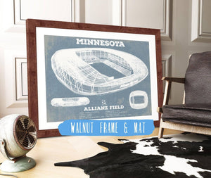 20" x 16" / Walnut Frame & Mat Cutler West Minnesota United -  Vintage  Allianz Field MLS Soccer Print