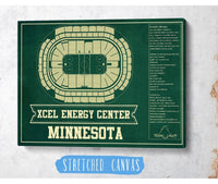 Cutler West Minnesota Wild Team Colors - Xcel Energy Center Vintage Hockey Blueprint NHL Print