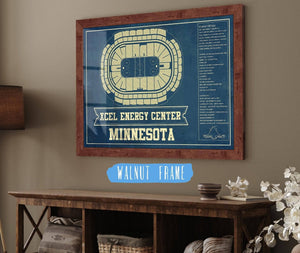 Cutler West Minnesota Wild - Xcel Energy Center Vintage Hockey Blueprint NHL Print