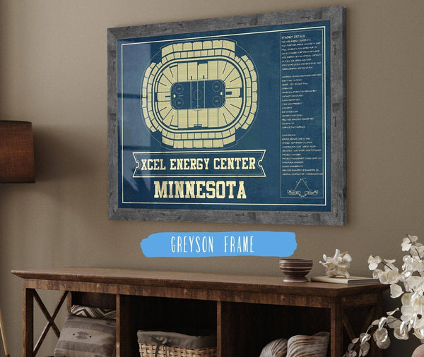 Cutler West Minnesota Wild - Xcel Energy Center Vintage Hockey Blueprint NHL Print