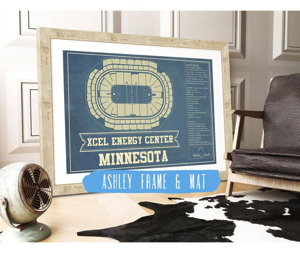 Cutler West Minnesota Wild - Xcel Energy Center Vintage Hockey Blueprint NHL Print