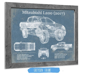 14" x 11" / Greyson Frame Cutler West Mitsubishi L200 2017 Vintage Blueprint Auto Print