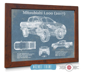 20" x 16" / Walnut Frame Cutler West Mitsubishi L200 2017 Vintage Blueprint Auto Print