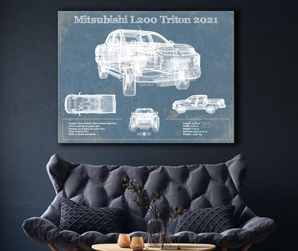 Cutler West Mitsubishi L200 Triton 2021 Vintage Blueprint Auto Print