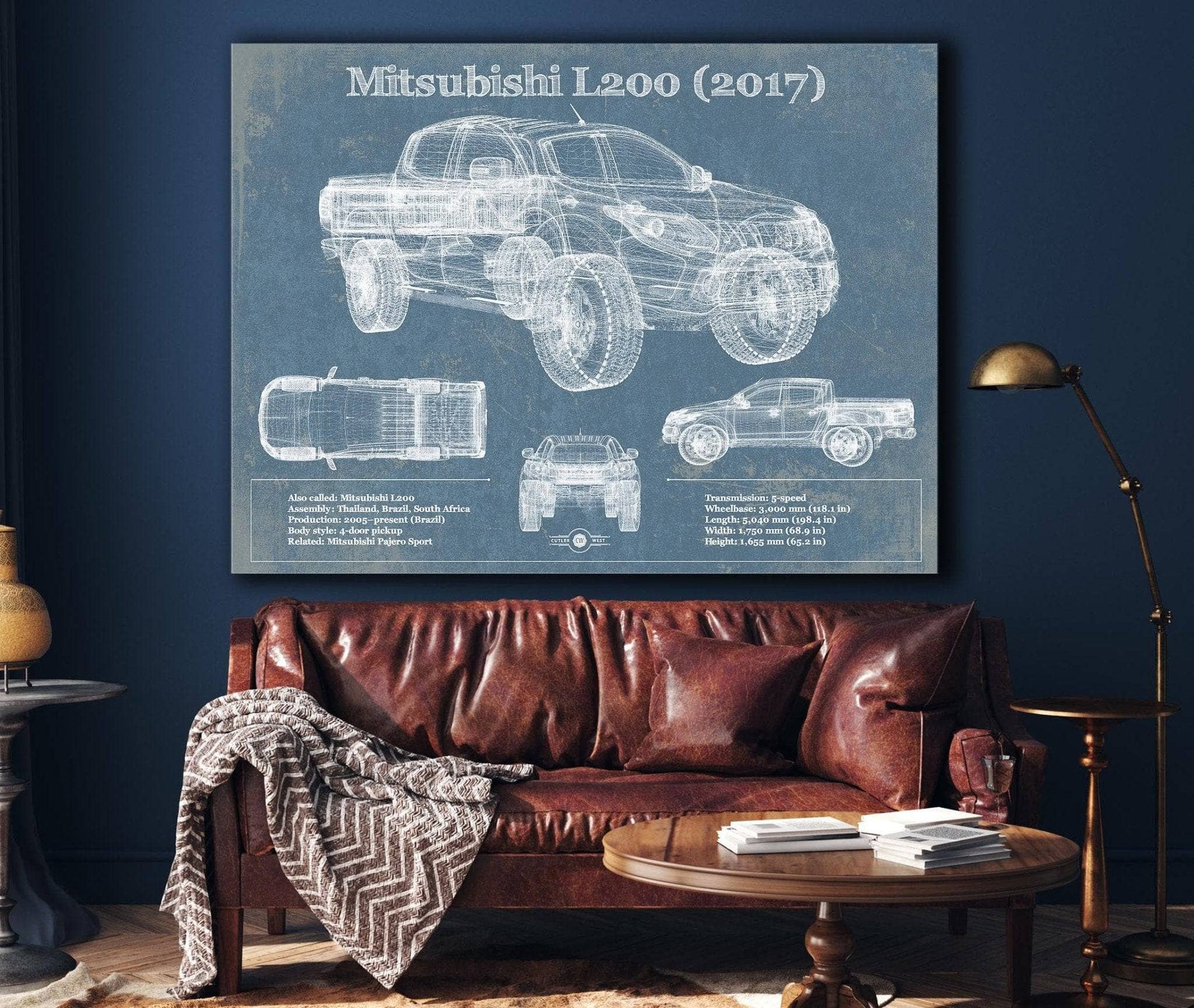 Cutler West Mitsubishi L200 2017 Vintage Blueprint Auto Print