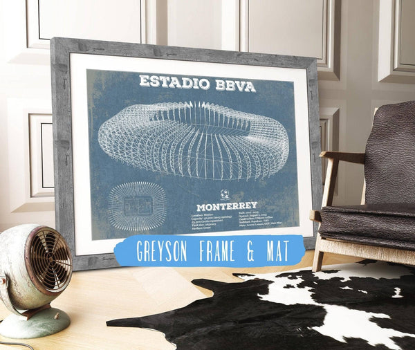 14" x 11" / Greyson Frame & Mat Cutler West Monterrey Vintage Estadio BBVA Soccer Print
