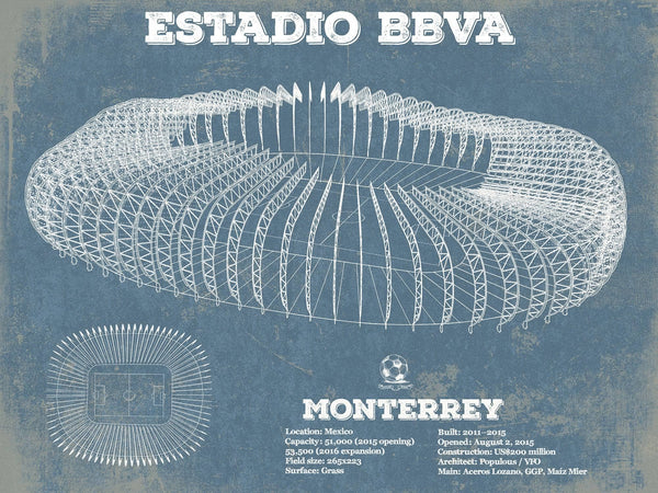 14" x 11" / Unframed Cutler West Monterrey Vintage Estadio BBVA Soccer Print