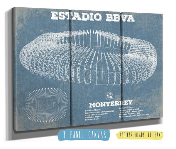 36" x 24" / 3 Panel Canvas Wrap Cutler West Monterrey Vintage Estadio BBVA Soccer Print