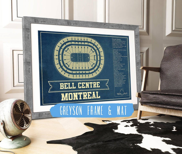 14" x 11" / Greyson Frame & Mat Cutler West Montreal Canadiens Bell Centre Seating Chart - Vintage Hockey Print